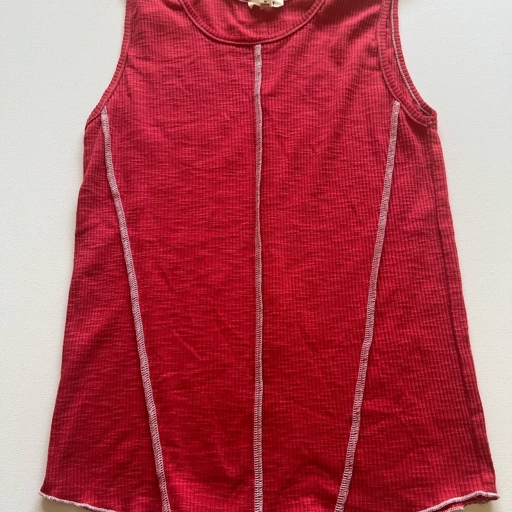 POL Women's Medium Slim Fit Ribbed Tank Top Sleeveless Pink Size Small (F1)